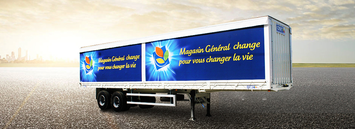 Semi-remorque Plateau Bâché La semi-remorque plateau bâché COMET est conçue et réalisée pour le transport de divers types de marchandises spécialement le
