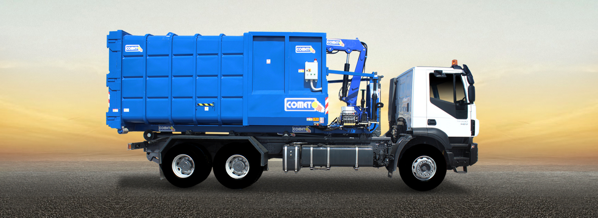 COMPACTEUR COMET Le compacteur embarqué composé d’un compacteur monobloc et d’un polybenne-grue est spécialement conçu pour le déchargem
